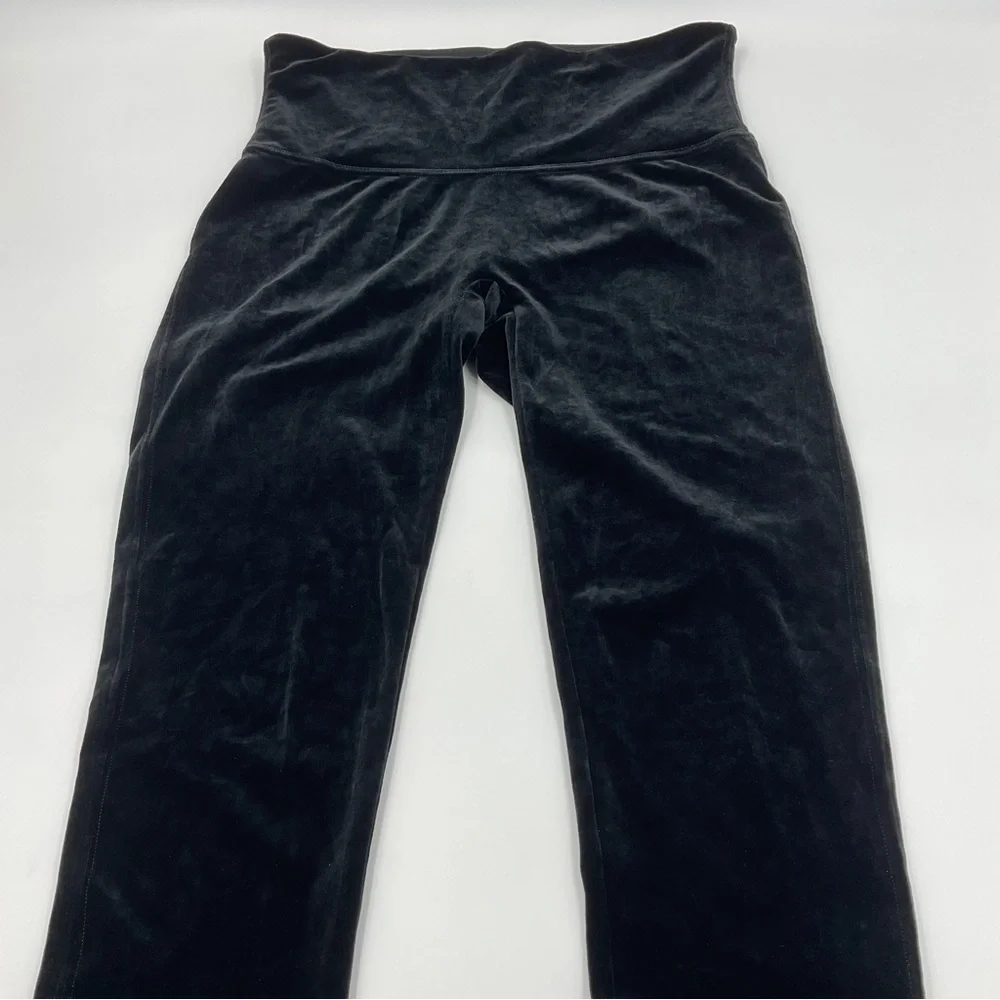 Spanx EUC Shiny Velvet High Waisted Leggings Black L Bodycon Holiday Shapewear - Picture 7 of 16